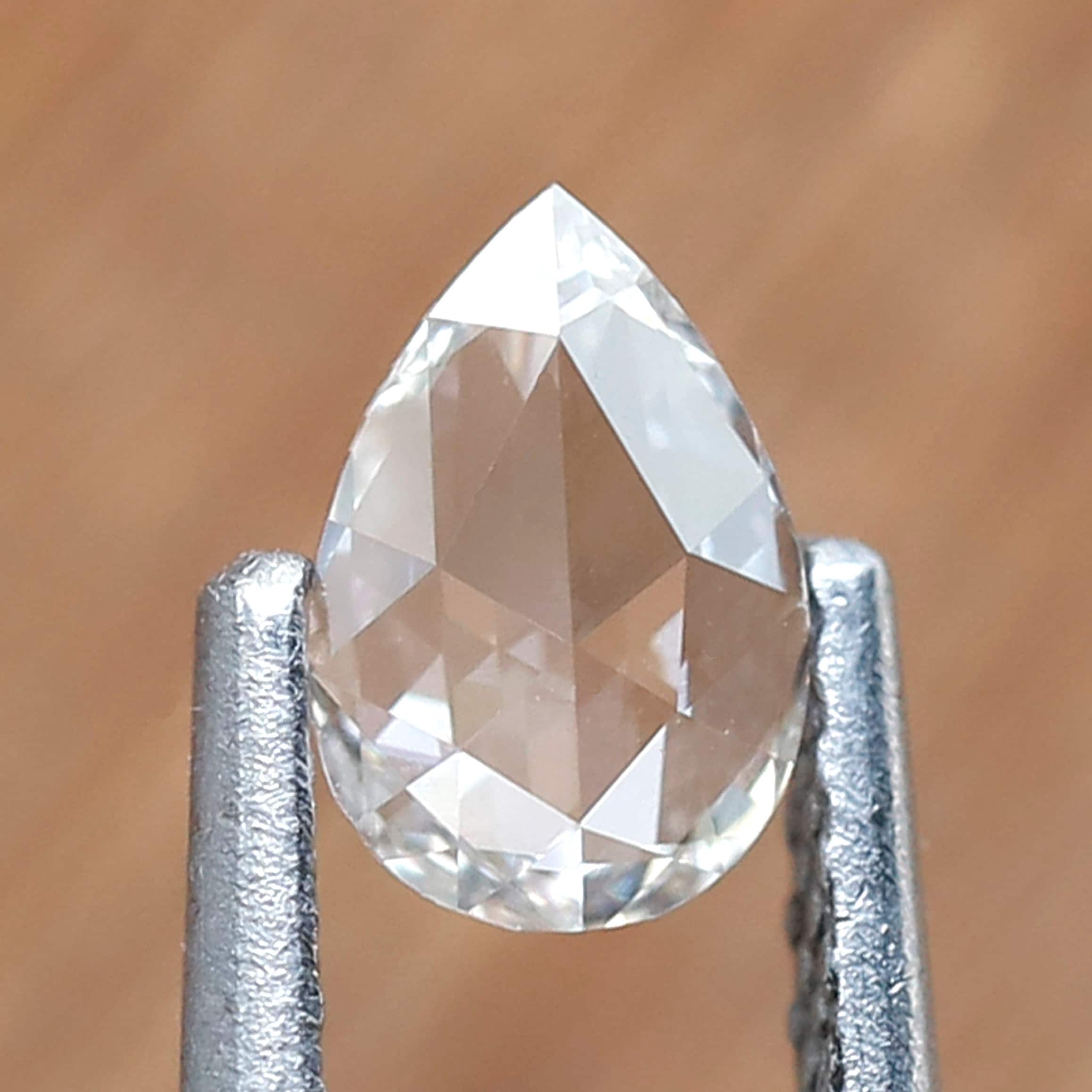 0.31 Carat White Pear Rose Cut GH Color VS Clarity Diamond 6 MM