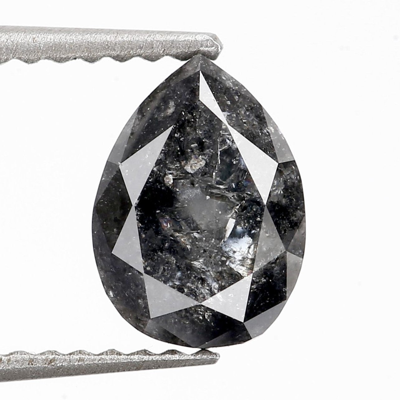 0.40 carat Gray Pear Salt and Pepper Galaxy Diamond