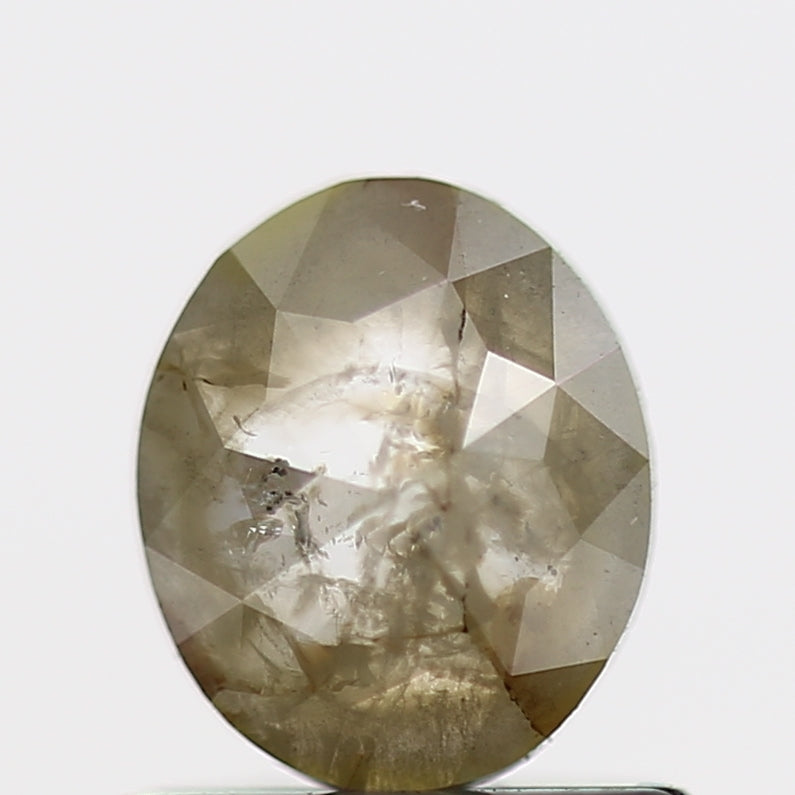 0.44 Carat Oval Rose Cut Gray Natural Diamond 5.9 mm