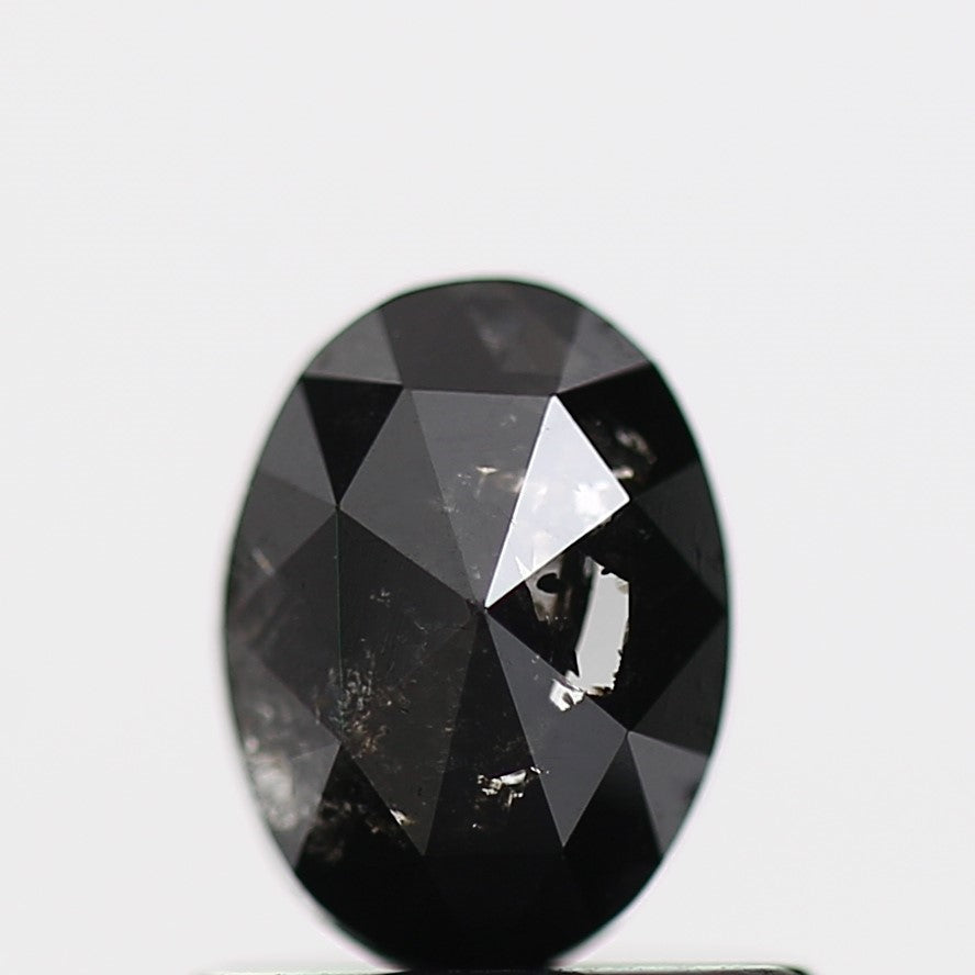 0.51 Carat Oval Rose Cut Natural Black Diamond 6.