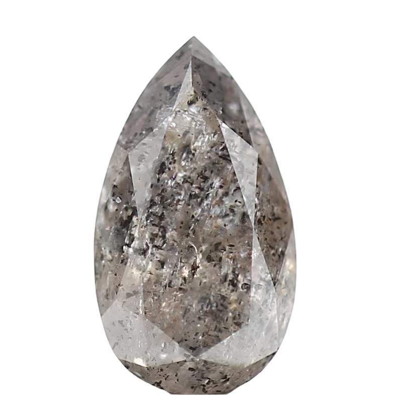 0.52 Carat Fancy Gray Pear Salt and Pepper Diamond 6.81 MM USA