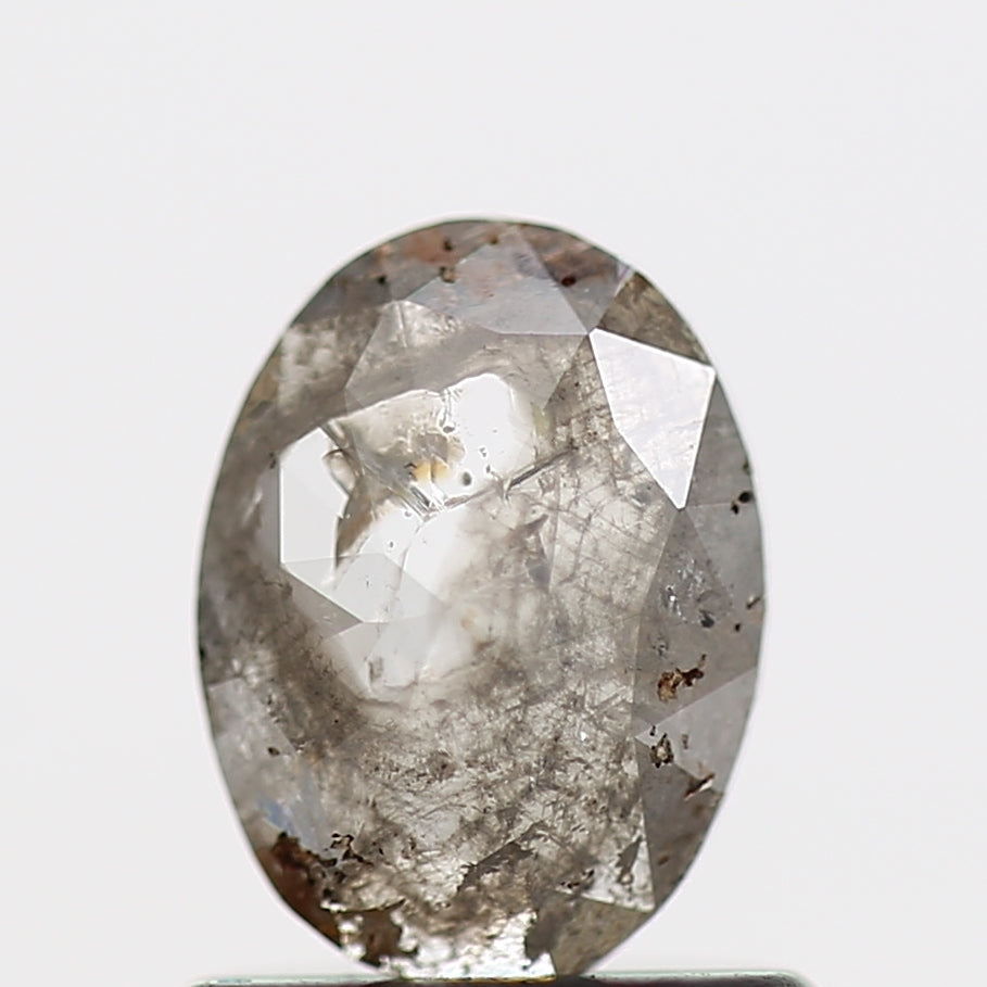 0.52 Carat Oval Rose Cut Salt and Pepper Diamond 6.80 MM
