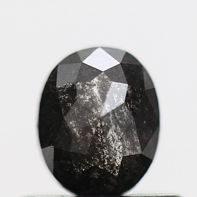 0.54 Carat Fancy Black Oval Salt Pepper Diamond 5.1 MM