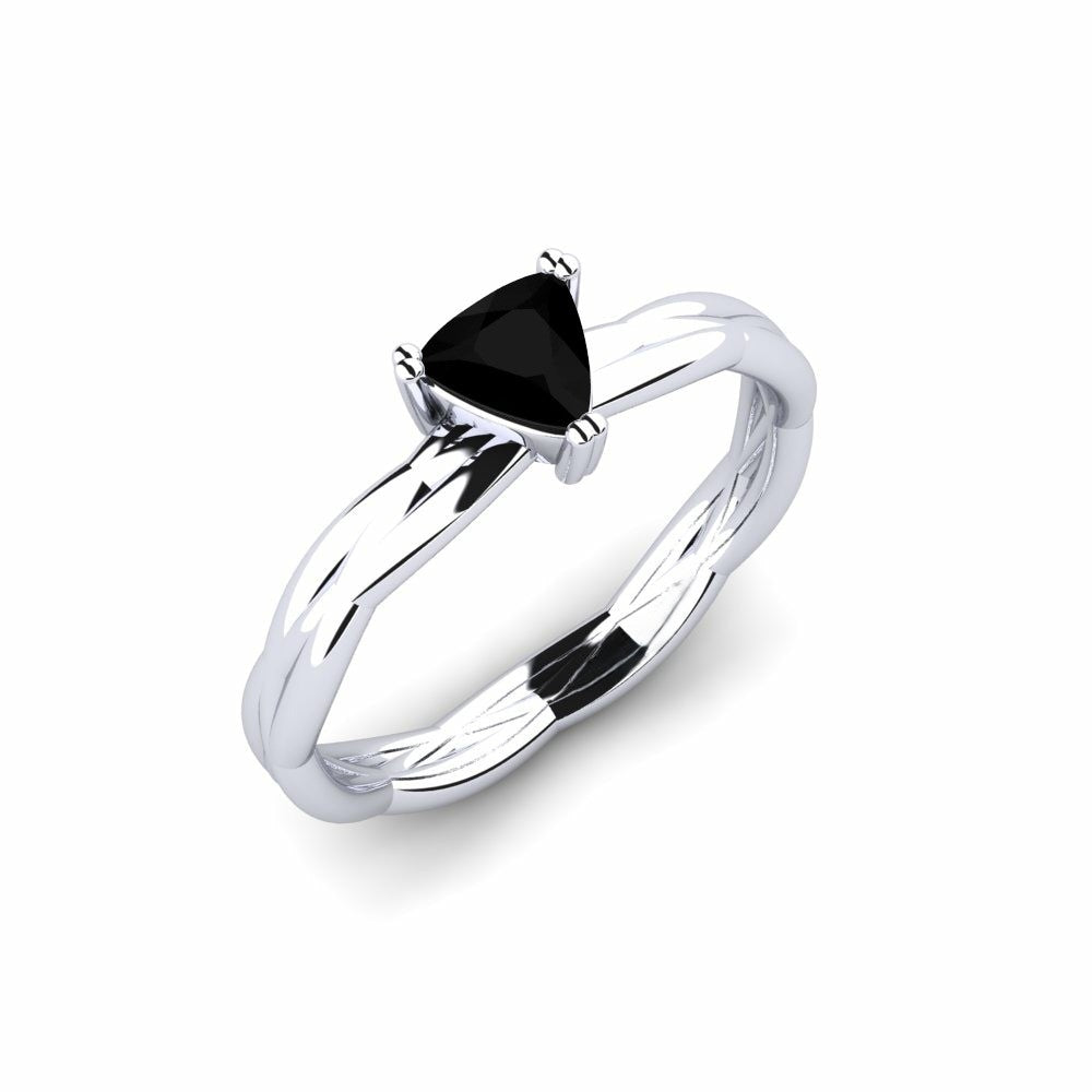 0.55 Carat Natural Trillion Black Diamond Gold Engagement Ring