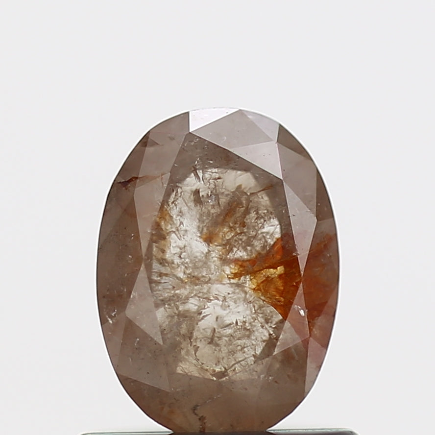 0.60 Carat Orange Oval Brilliant Rose Cut Natural Diamond 6.5 MM