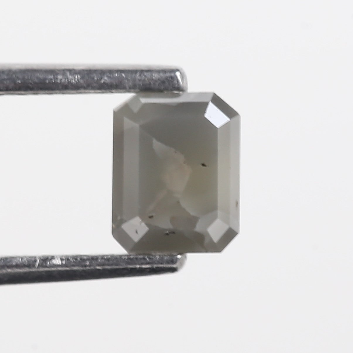 0.62 Carat Grey Emerald Cut Natural Salt And Pepper Diamond 5.28 MM
