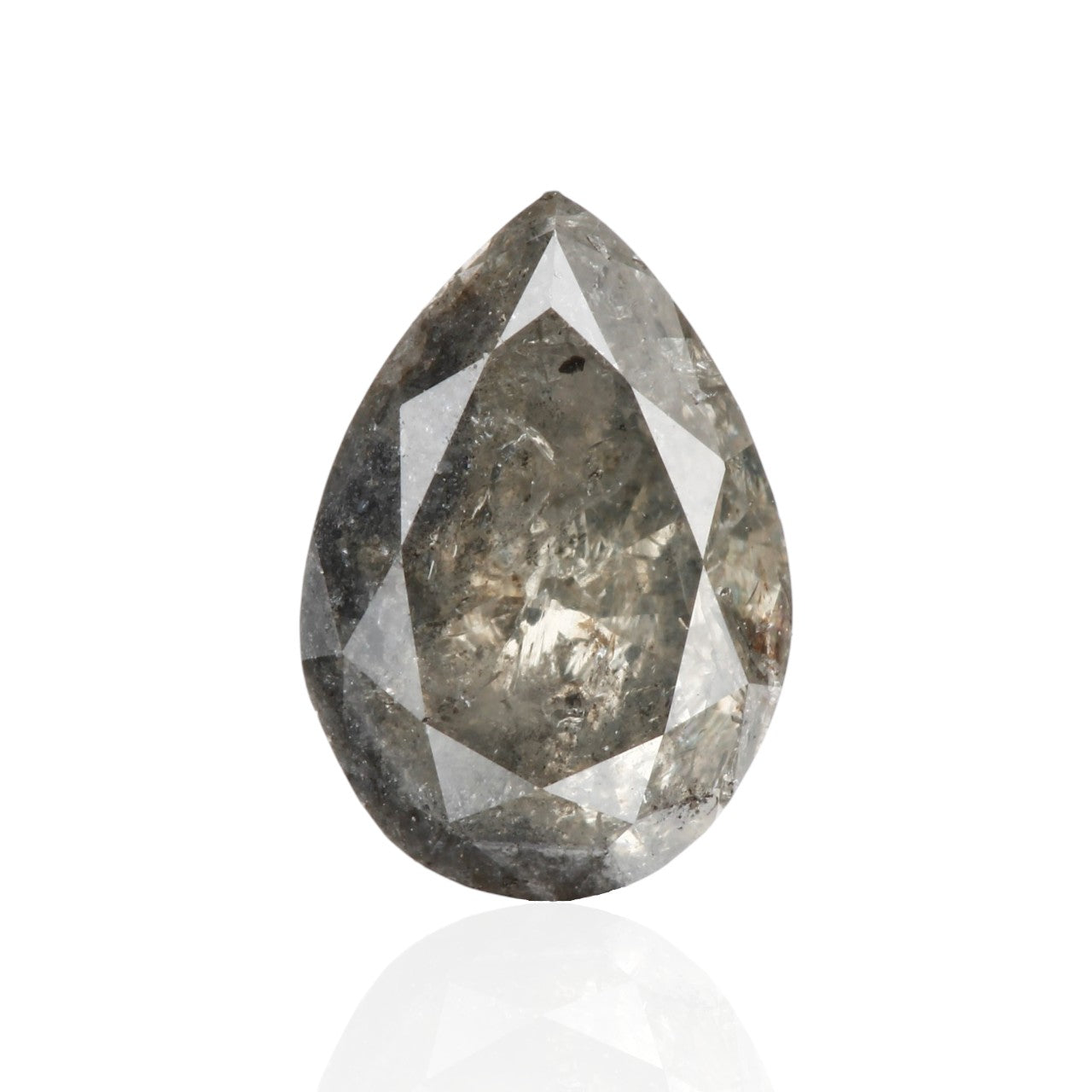 0.62 Carat Natural Gray Pear Salt and Pepper Diamond 6.96 MM