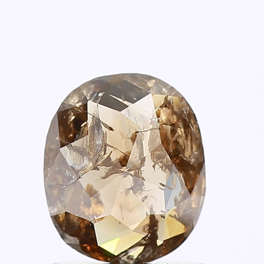 0.63 Carat Fancy Champagne Rose Cut Oval Diamond 6.70 MM