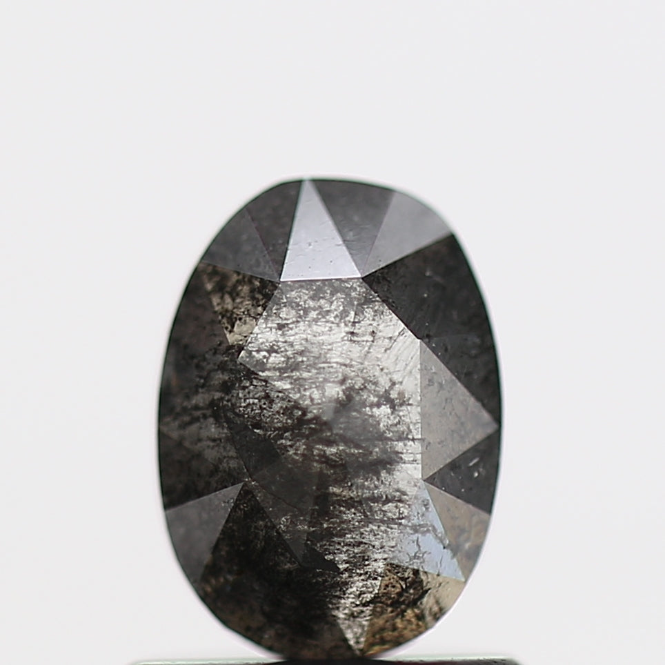 0.63 Carat Rose Cut Loose Oval Gray Natural Diamond 6.7 MM