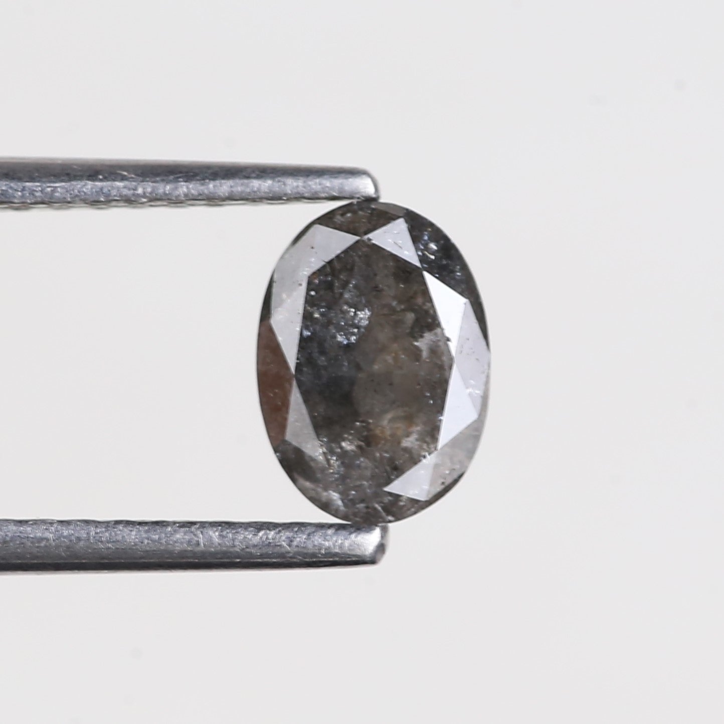 0.67 Carat Natural Grey Oval Salt and Pepper Diamond 6.59 MM