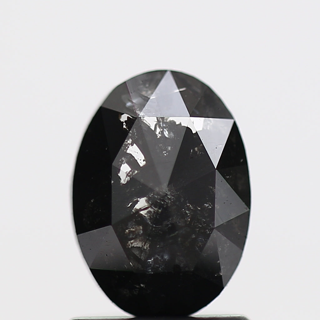 0.69 Carat Fancy Black Natural Rose Cut Diamond Oval 7.7 MM