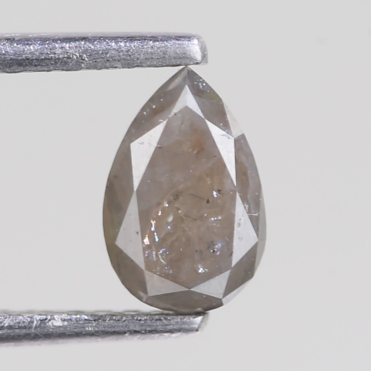0.69 Carat Natural Grey Pear Cut Salt And Pepper Diamond 6.83 MM