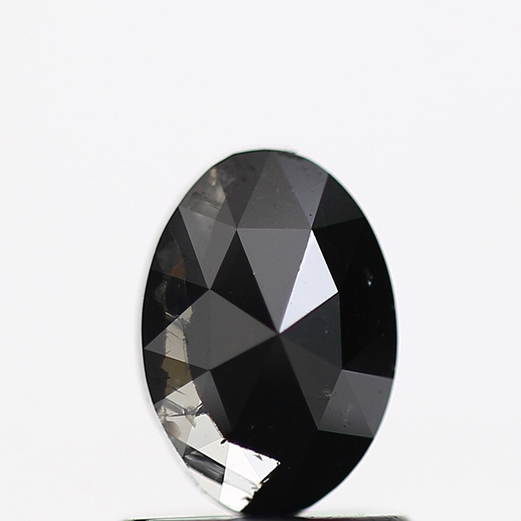 0.69 Carat Oval Rose Cut Natural Black Diamond 7