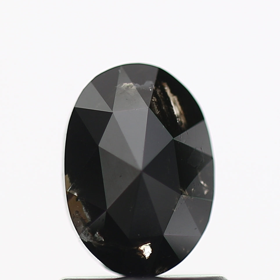 0.70 Carat Black Oval Rose Cut Natural Diamond