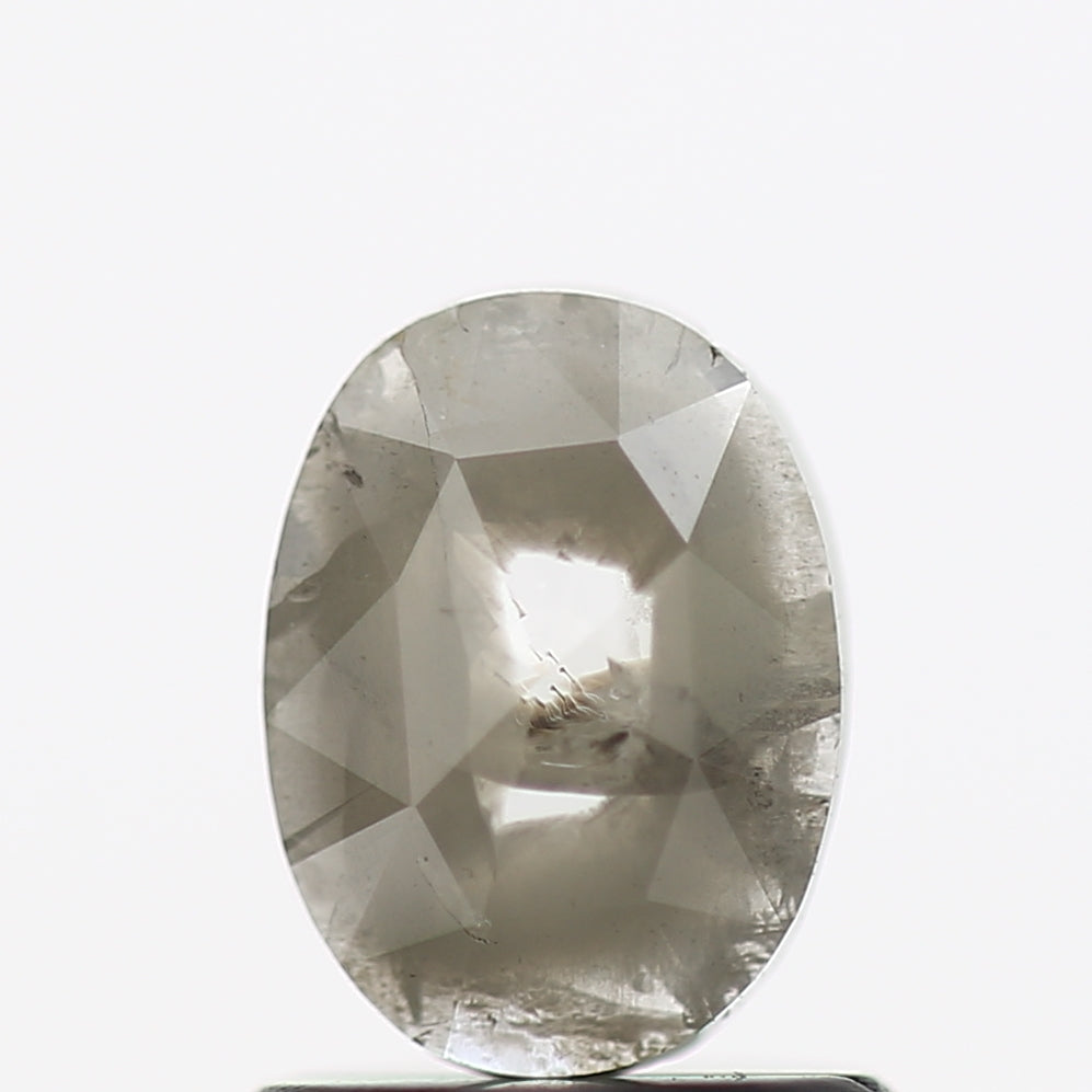 0.72 Carat Gray Oval Rose Cut Natural Salt and Pepper Diamond