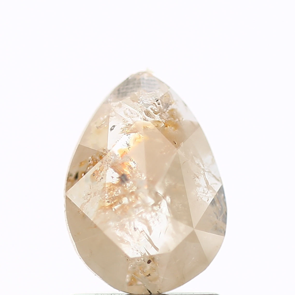 0.72 Carat Natural Peach Pear Rose Cut Salt Pepper Diamond 8.20 MM