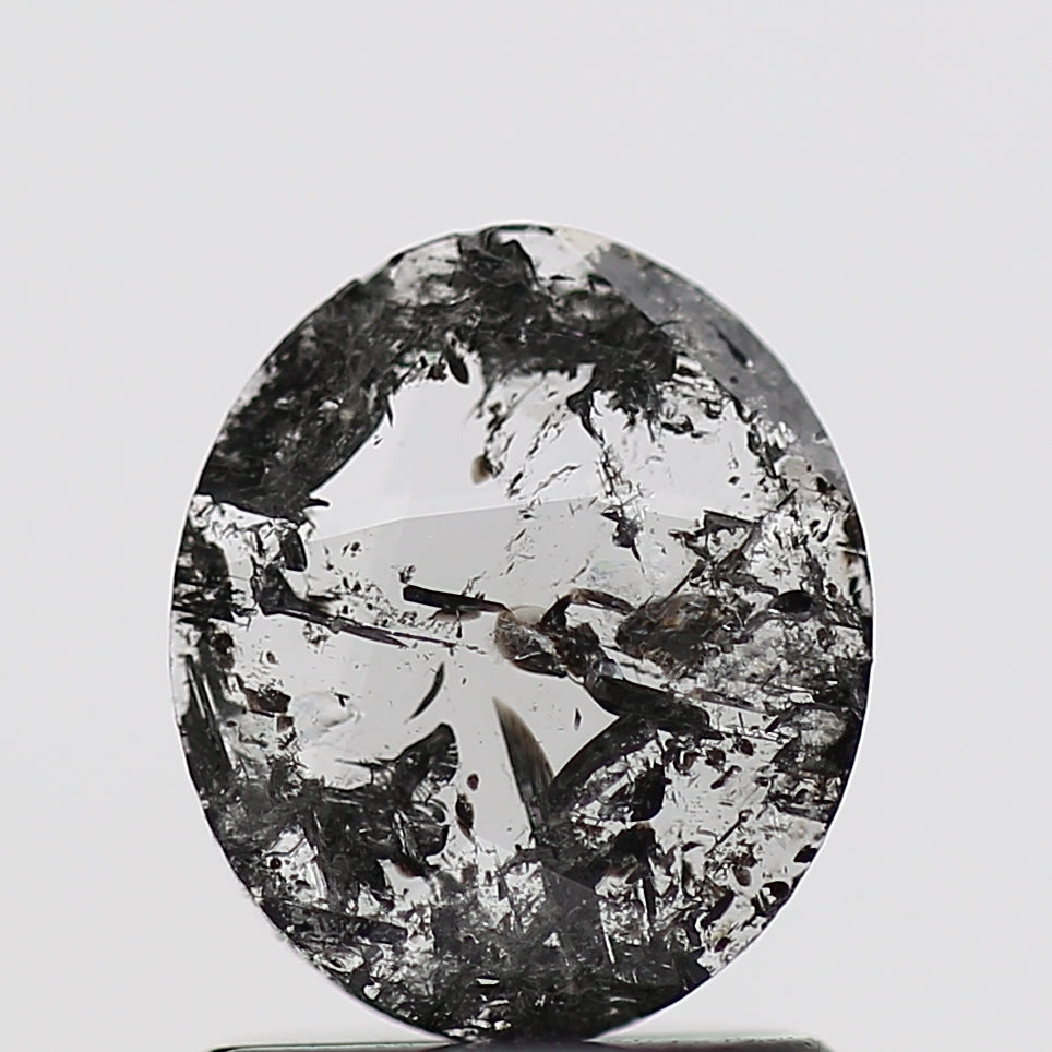 0.73 Carat Oval Slice Polki Salt and Pepper Diamond 7.20 MM