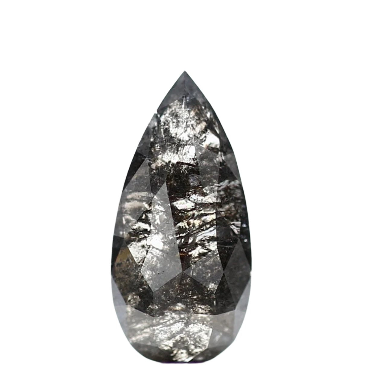 0.74 Carat Natural Gray Diamond Salt and Pepper Pear Diamond 9.20 MM