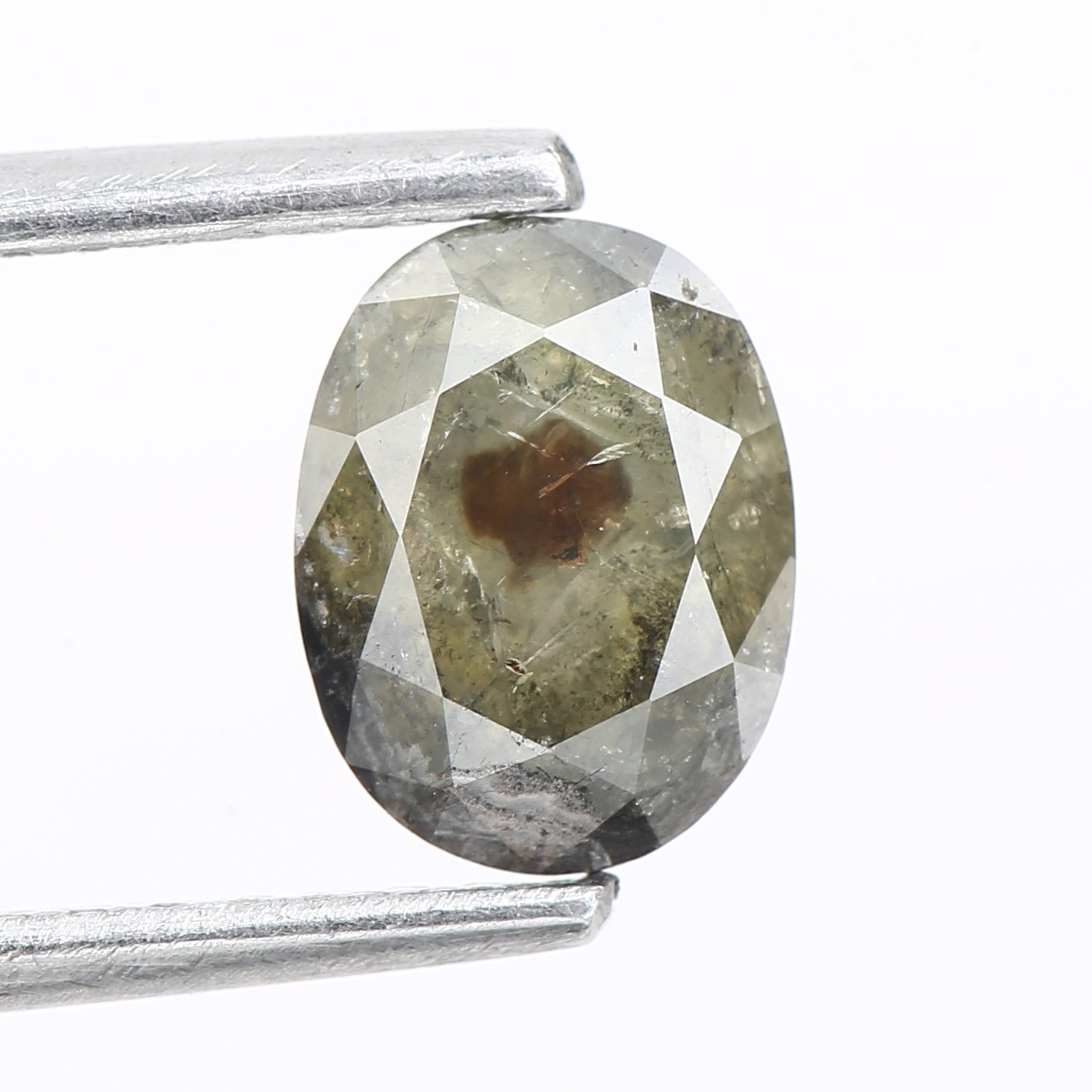 0.76 Carat Green Salt Pepper Oval Cut Natural Diamond 6 mm