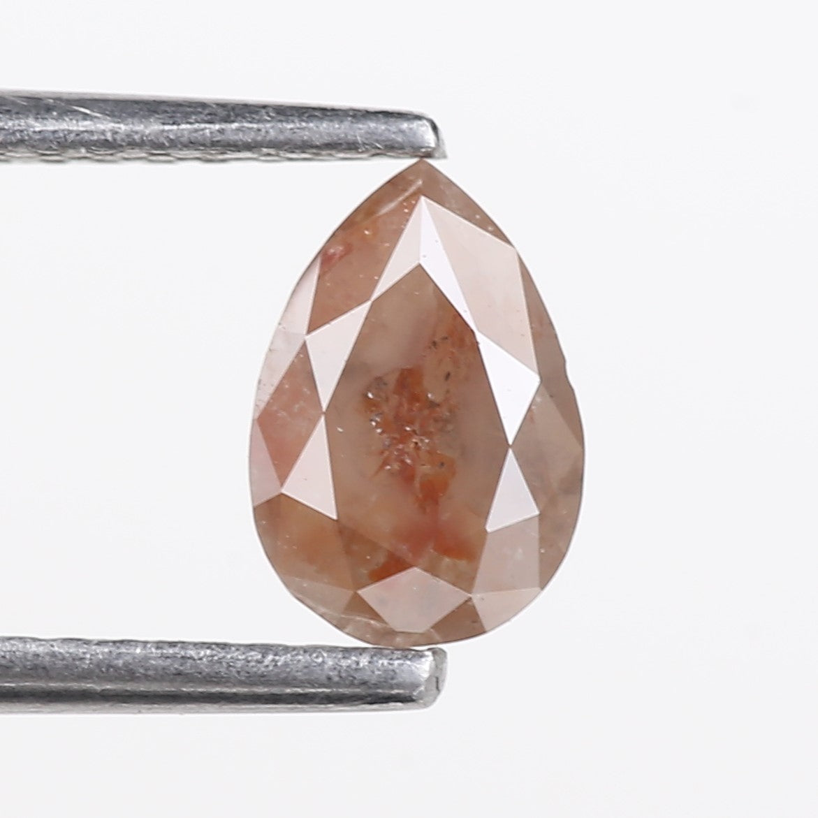 0.76 Carat Natural Orange Pear Salt and Pepper Diamond 7.16 MM