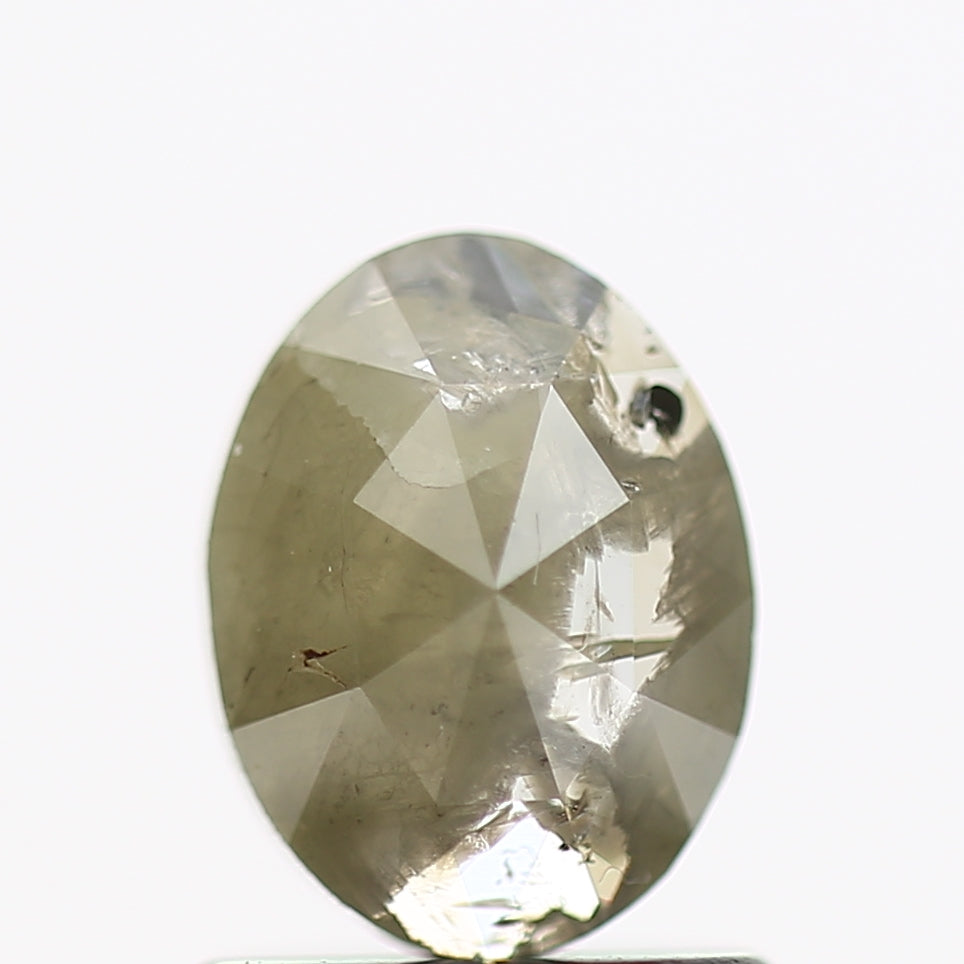 0.76 Carat Rose Cut Gray Oval Shape Natural Diamond