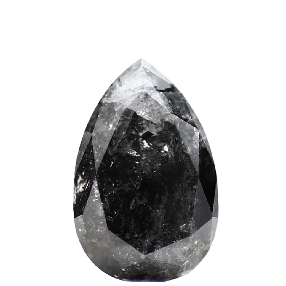 0.77 Carat Natural Black Pear Diamond For Salt Pepper Ring