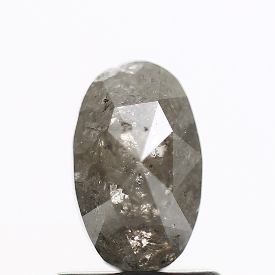 0.77 Carat Gray Oval Rose Cut Natural Diamond 7.2 MM