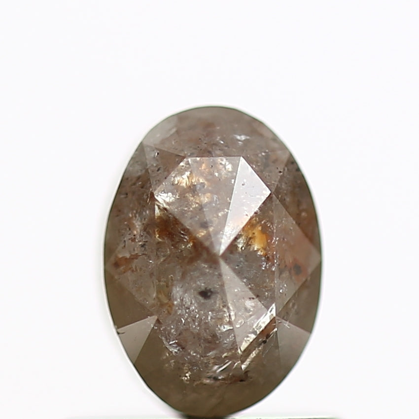 0.77 Carat Natural Rustic Oval Brown Gray Diamond