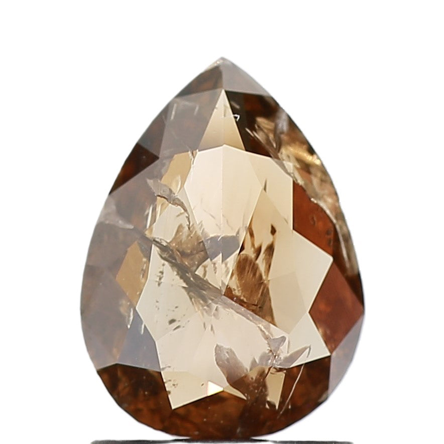 0.77 Carat Pear Fancy Cognac Rose Cut Natural Diamond SDM1191