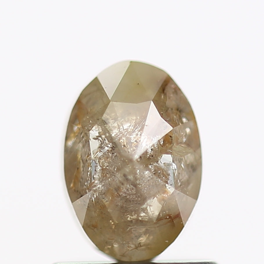 0.77 Carat Rose Cut Yellow Oval Shape Natural Diamond 6 MM