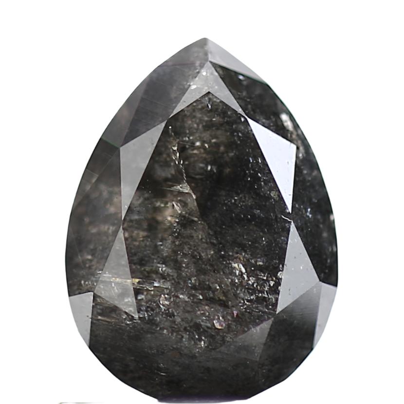 0.79 Carat Fancy Pear Black Salt and Pepper Diamond