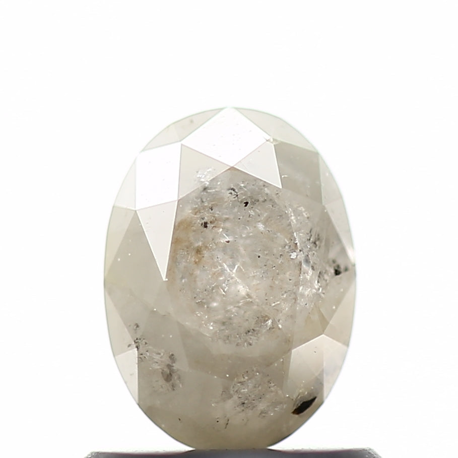 0.80 Carat Natural Milky Gray Oval Salt Pepper Diamond 6.6 mm