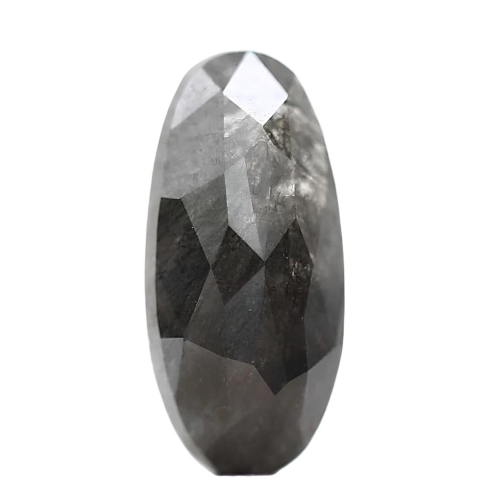 0.81 Carat Elongated Oval Cut Salt and Pepper Diamond 8 mm