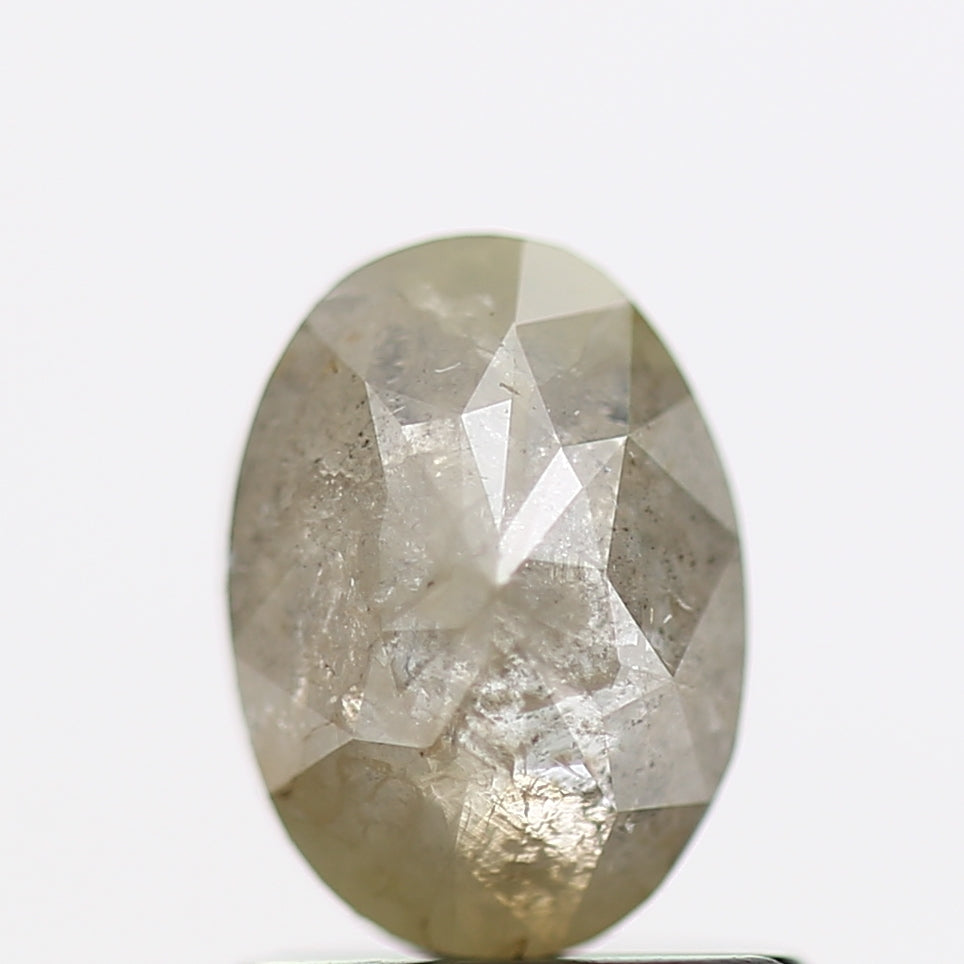0.81 Carat Gray Oval Rose Cut Salt and Pepper Natural Diamond