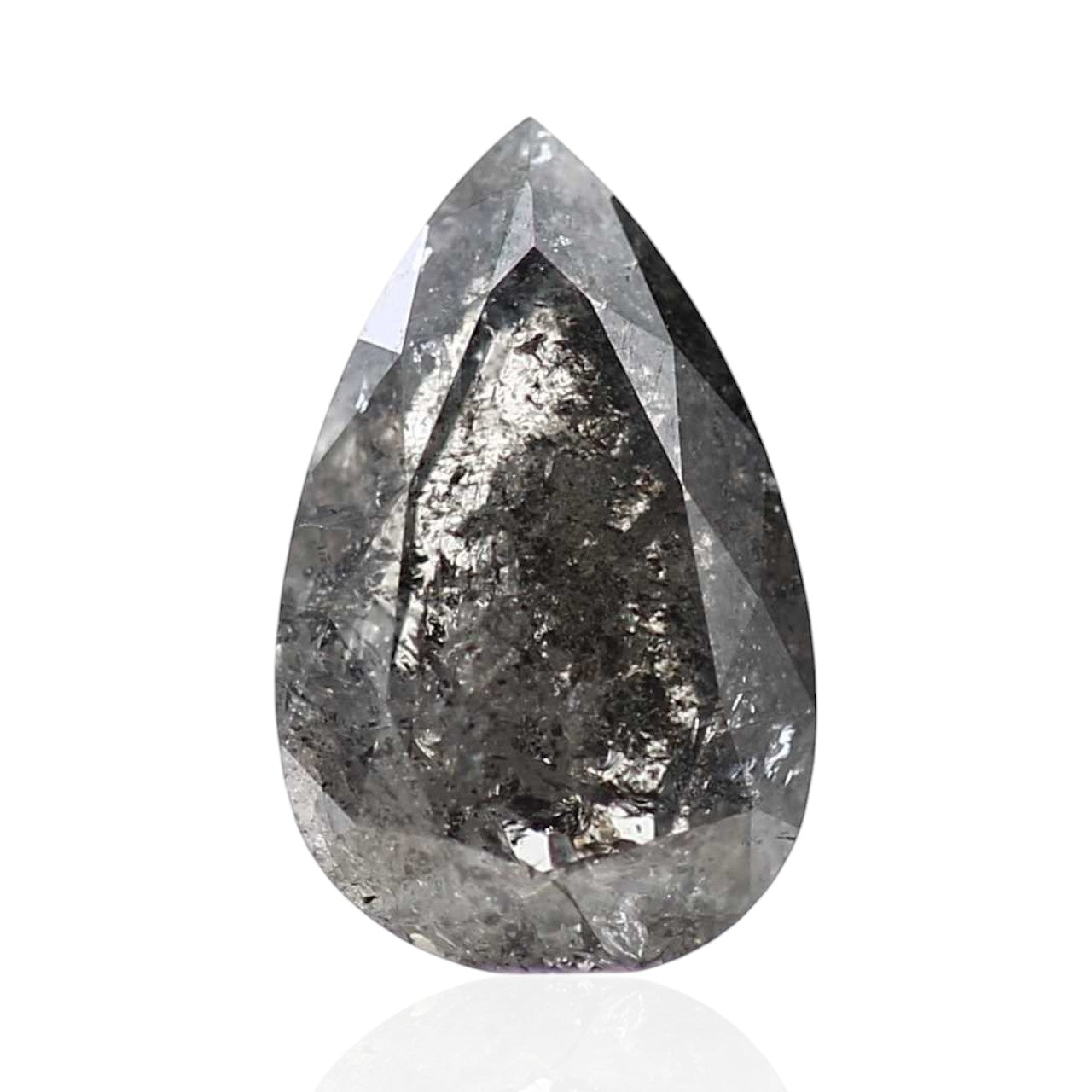 0.82 Carat Natural Pear Salt and Pepper Diamond 8.04 MM