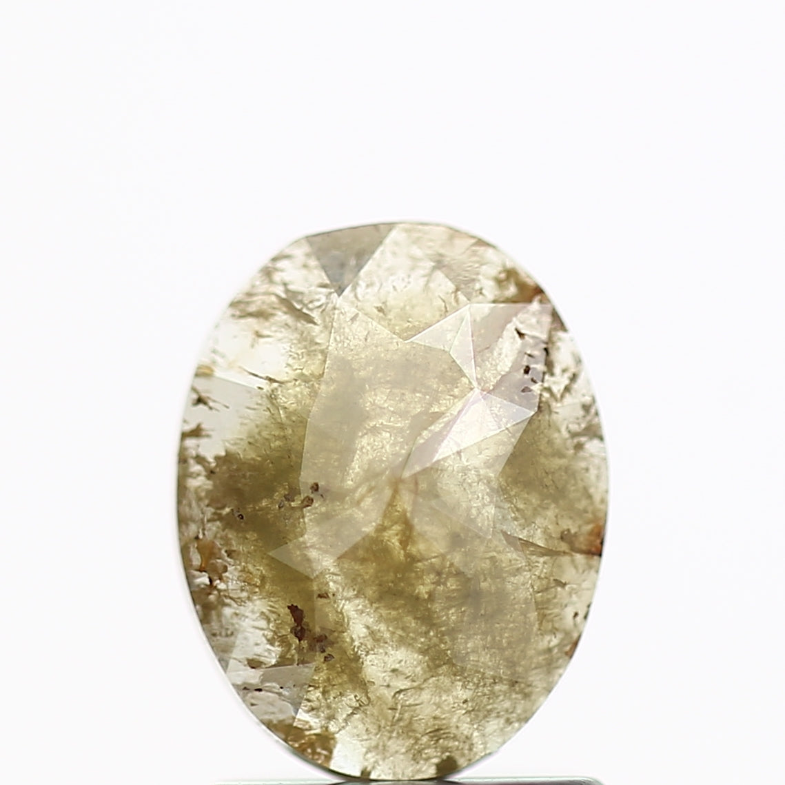 0.82 Carat Natural Rose Cut Oval Yellow Diamond