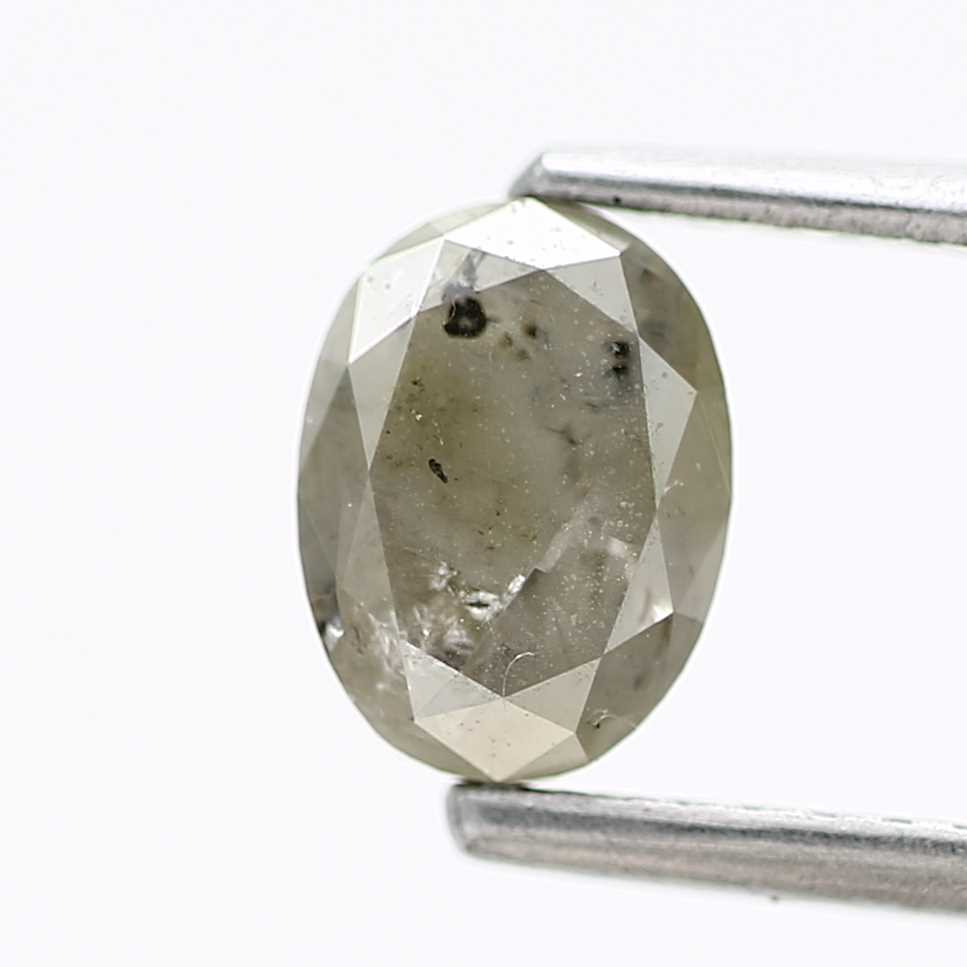 0.83 Carat Design Oval Salt Pepper Diamond Engagement Ring 6.44 MM