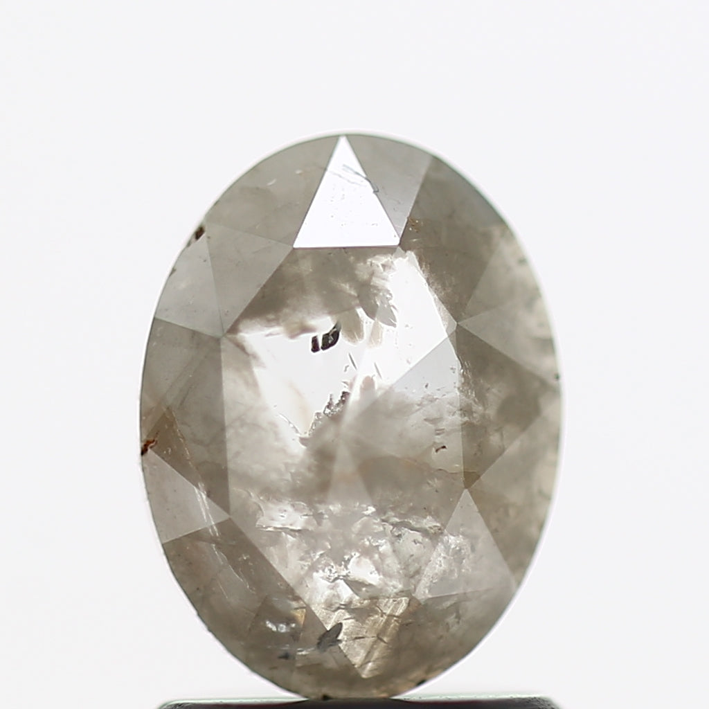 0.84 Carat Oval Gray Rose Cut Salt And Pepper Diamond 7.9 MM
