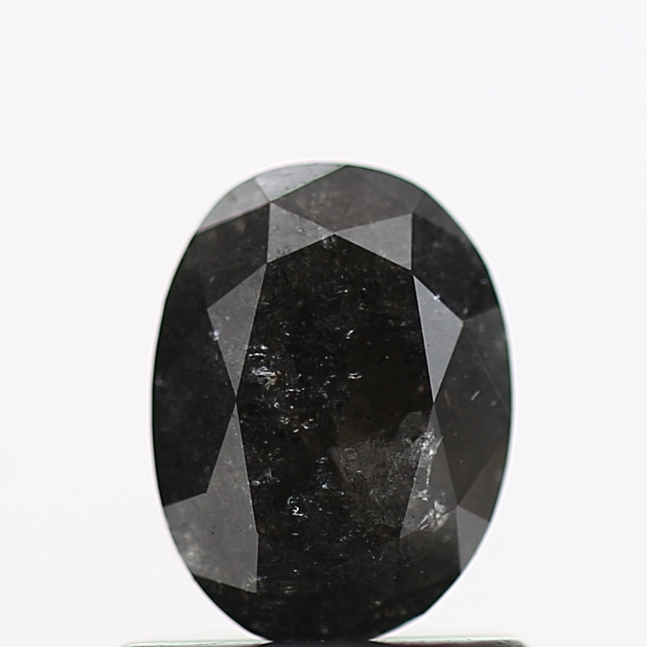 0.85 Carat Fancy Black Oval Diamond For Minimalist Ring 6.5 MM