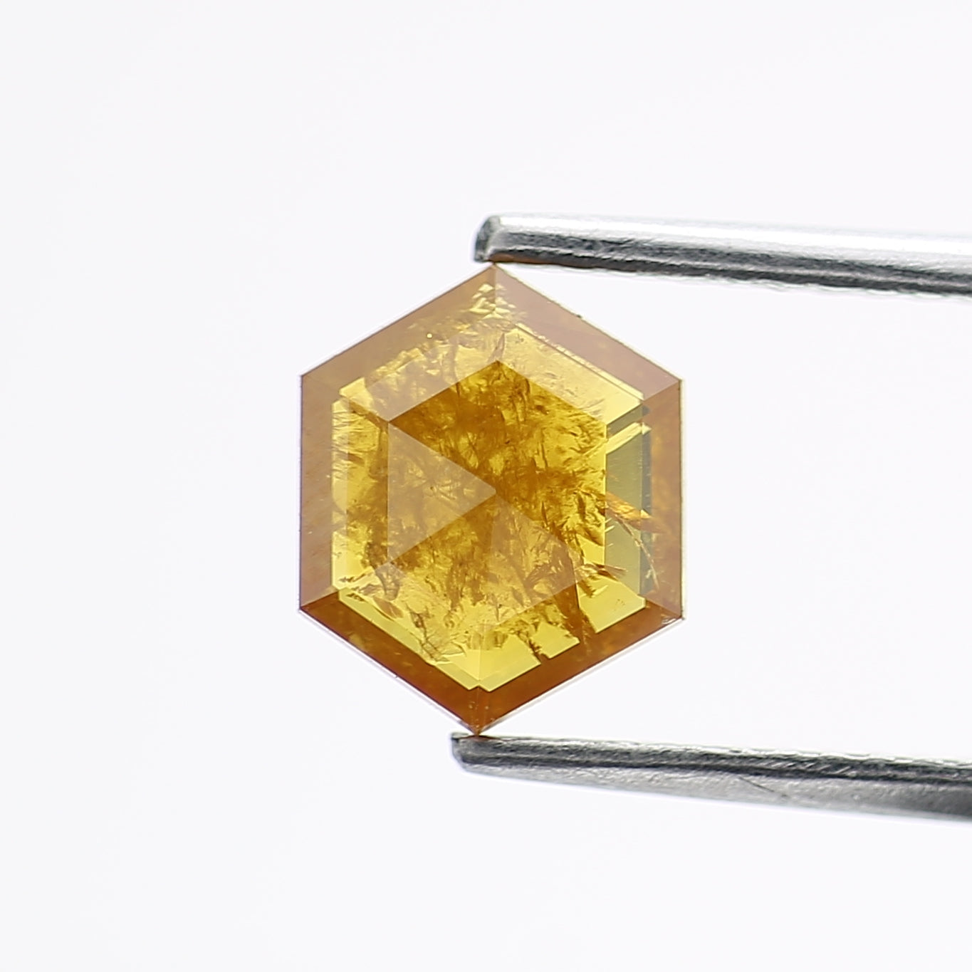 0.86 Carat Fancy Yellow Hexagon Salt and Pepper Diamond 7 MM