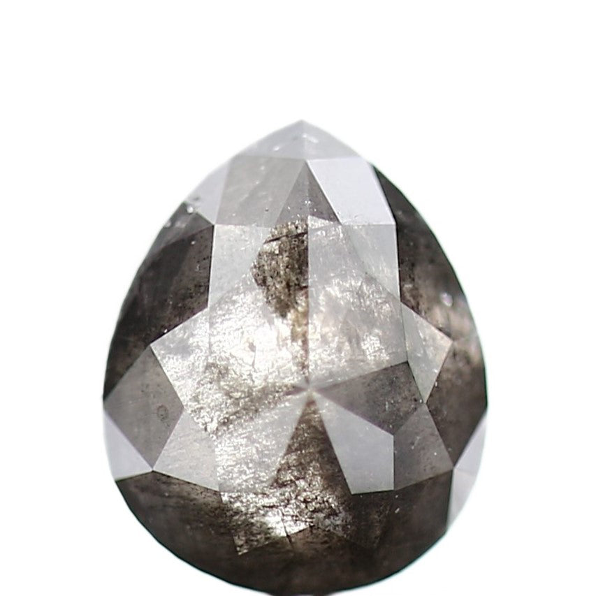 0.87 Carat Rose Cut Fancy Gray Pear Natural Diamond For Ring 6.63 MM