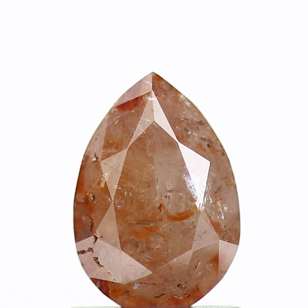 0.87 Carat Rustic Natural Orange Pear Brilliance Diamond 7.58 MM