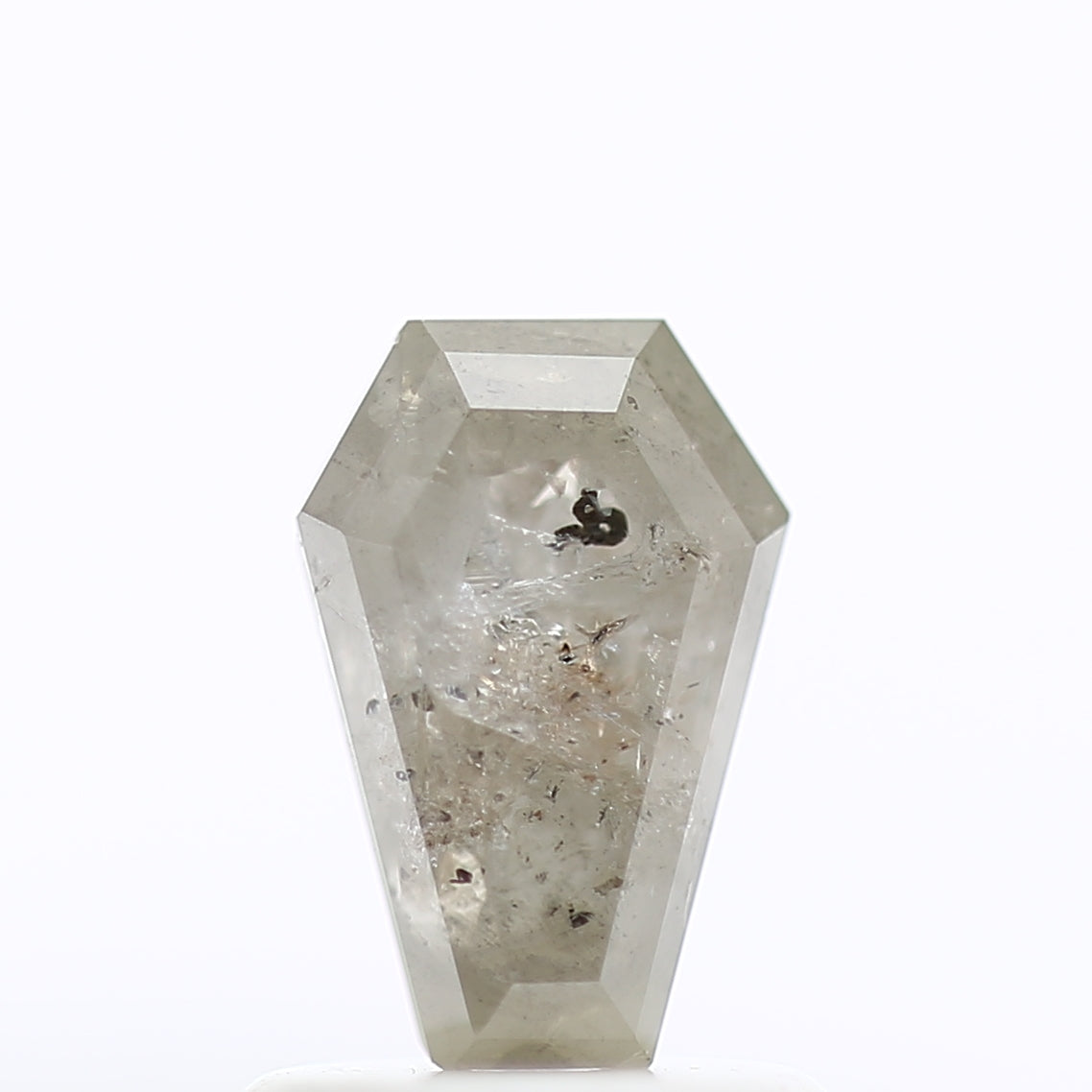 0.88 Carat Coffin Cut Fancy Gray Salt & Pepper Diamond 7.46 MM