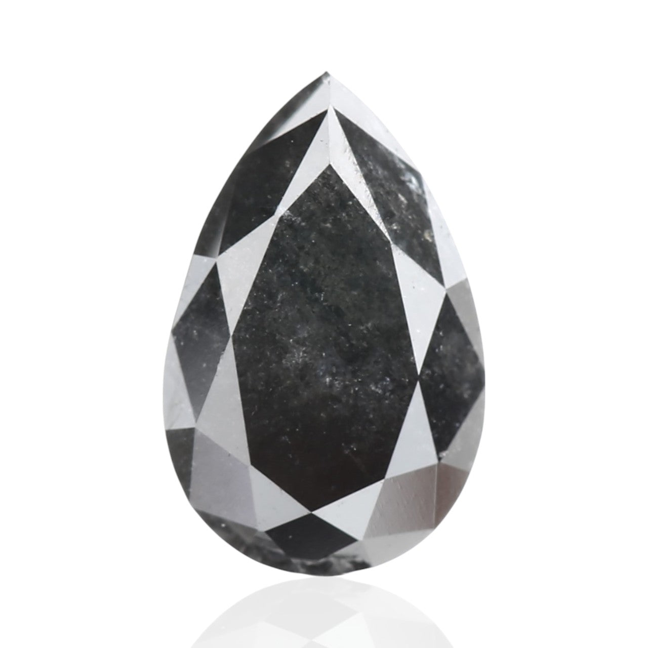 0.89 Carat Fancy Black Pear Shaped Salt and Pepper Diamond 8.54 MM