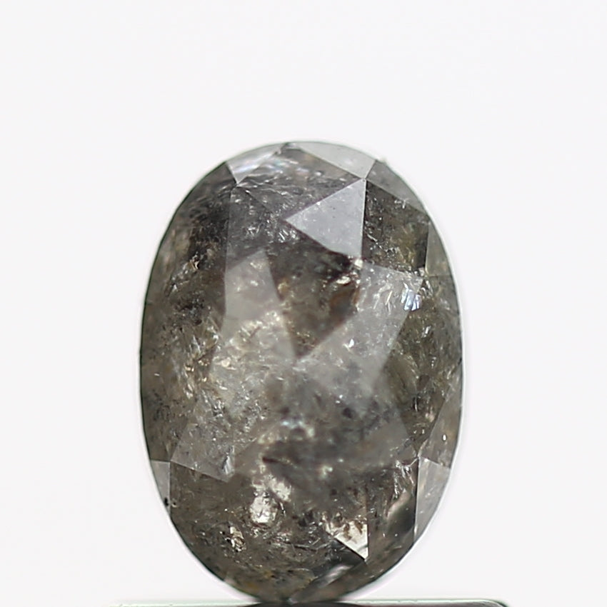 0.89 Carat Fancy Gray Oval Shape Salt and Pepper Diamond 6.3 MM