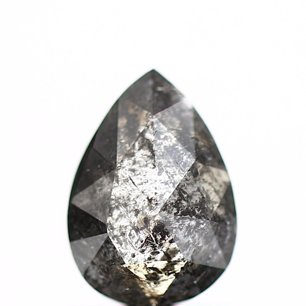 0.90 Carat Fancy Gray Pear Salt and Pepper Diamond