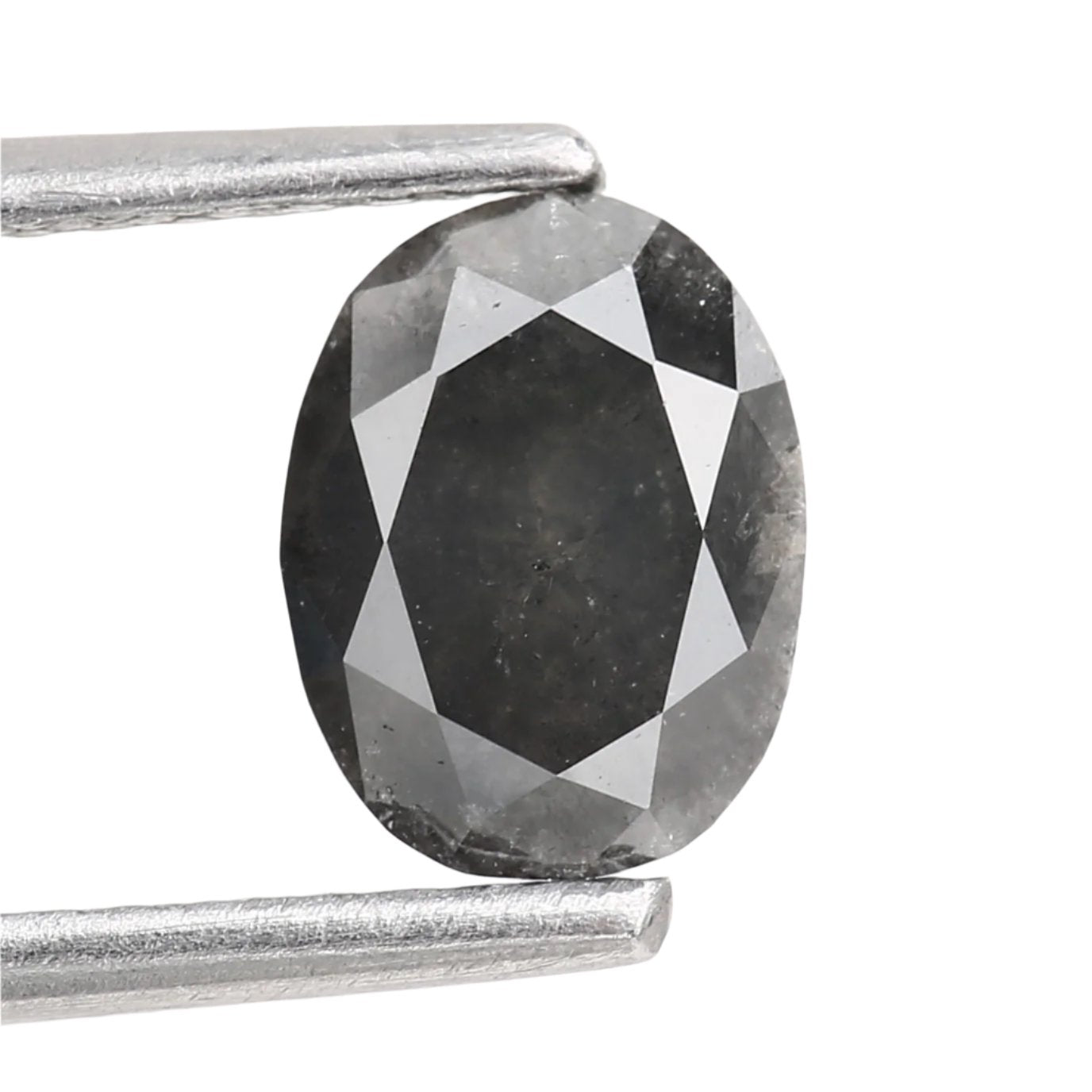 0.90 Carat Oval Gray Salt and Pepper Natural Diamond 6.89 MM