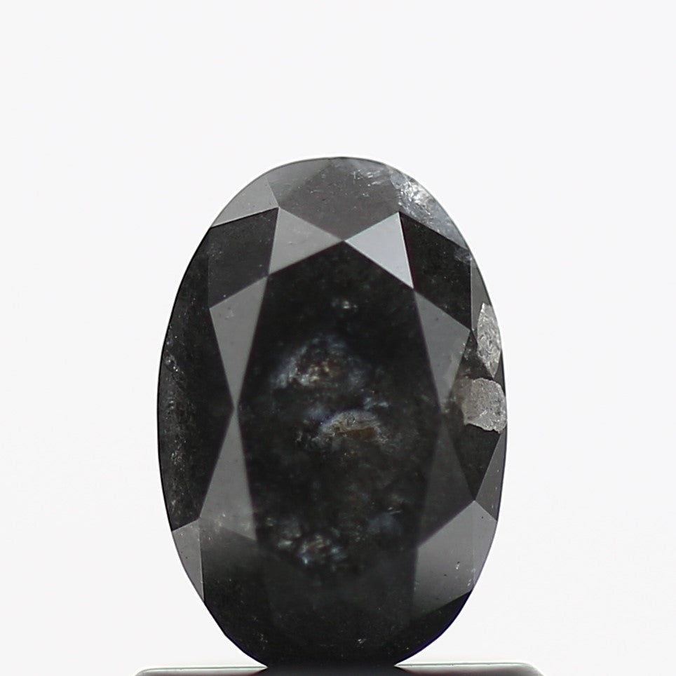 0.91 Carat Fancy Black Oval Diamond For Minimal Ring 7 MM
