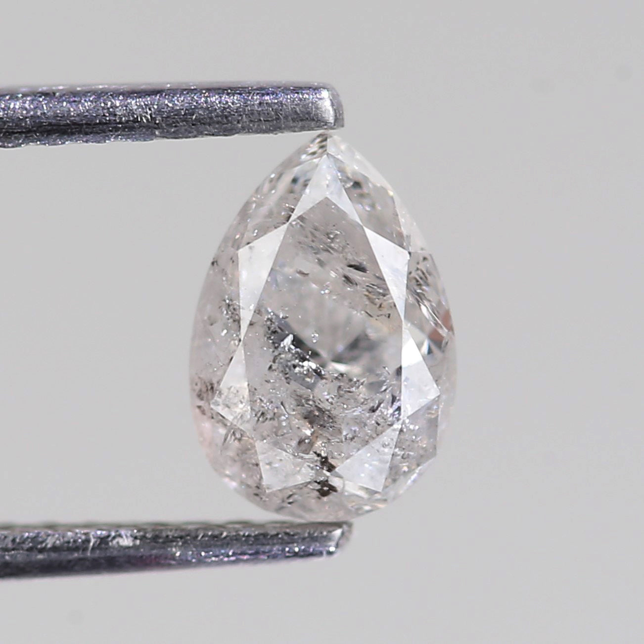 0.92 Carat Natural Salt And Pepper Diamond Pear Icy Grey Diamond