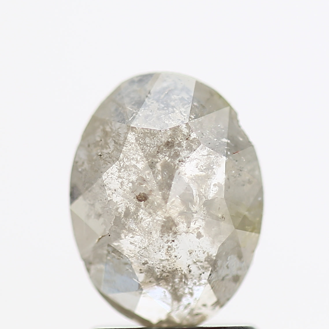 0.93 Carat Gray Oval Cut Salt and Pepper Diamond 8 MM